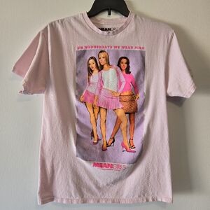 Mean Girls Movie Wednesdays Pink Cotton Graphic T-Shirt Tee Size Large